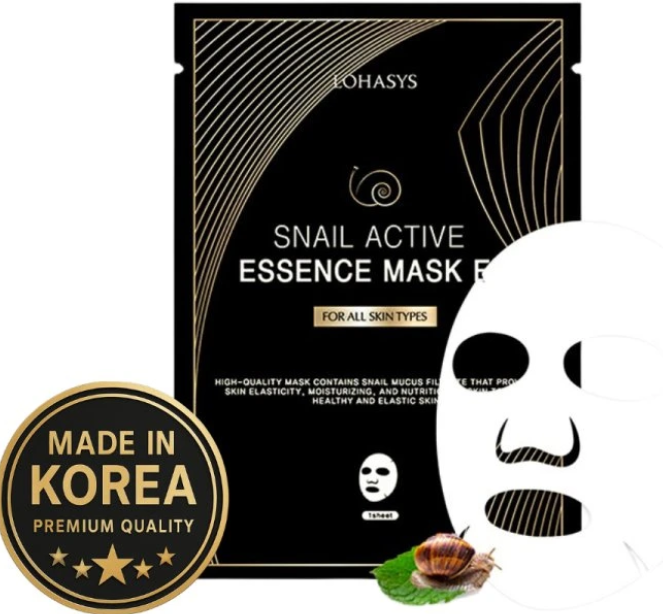 LOHASYS Snail Active Essence Mask EX – Hidratantna maska za lice sa puževim mucinom i crvenim ginsengom (1x25g)