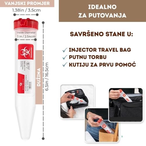 SHARP SHUTTLE JEDNOKRATNI SPREMNIK ZA OŠTRI MEDICINSKI OTPAD – SIGURNO ODLAGANJE IGALA BEZ RIZIKA , idealan kada ste na putovanju