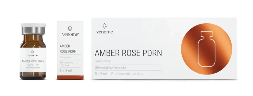 Venome AMBER ROSE PDRN 5 x 3 ml - Regeneracija i Pomlađivanje Uz PDRN, Hijaluronsku i Sukcinsku Kiselinu