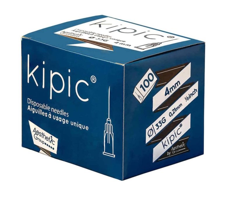 KIPIC MICRO-INJECTION IGLE 33Gx4mm, 1x100 kom - Hipodermične igle za jednokratnu upotrebu, idealno za aplikaciju BTX, mezoterapiju i PRP